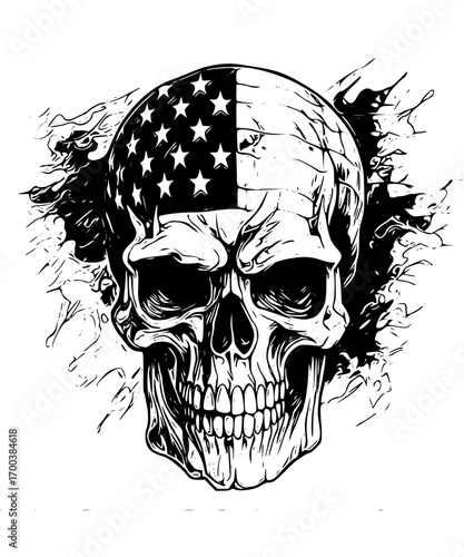 Skull with american flag