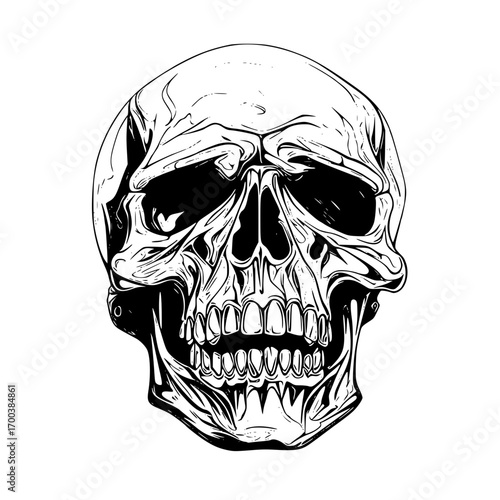 Detailed illustration of a human skull