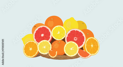 A vibrant harvest of citrus fruits awaiting your consumption and enjoyment