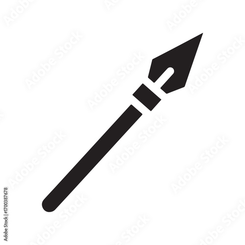 Minimalist Black Spear Icon with Sharp Point and Long Shaft