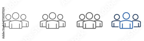 
outline icon set people with three people design