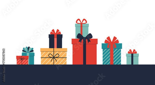 A collection of gift boxes wrapped with ribbons and bows for special occasions and celebrations