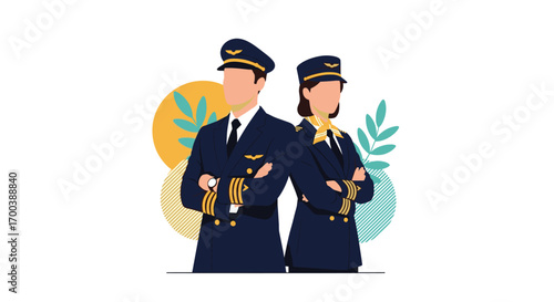 Professional pilots ready for flight embarking on a new aviation adventure with expertise