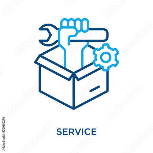 Service Icon Outline Color Style. Vector Illustration For Graphic Design