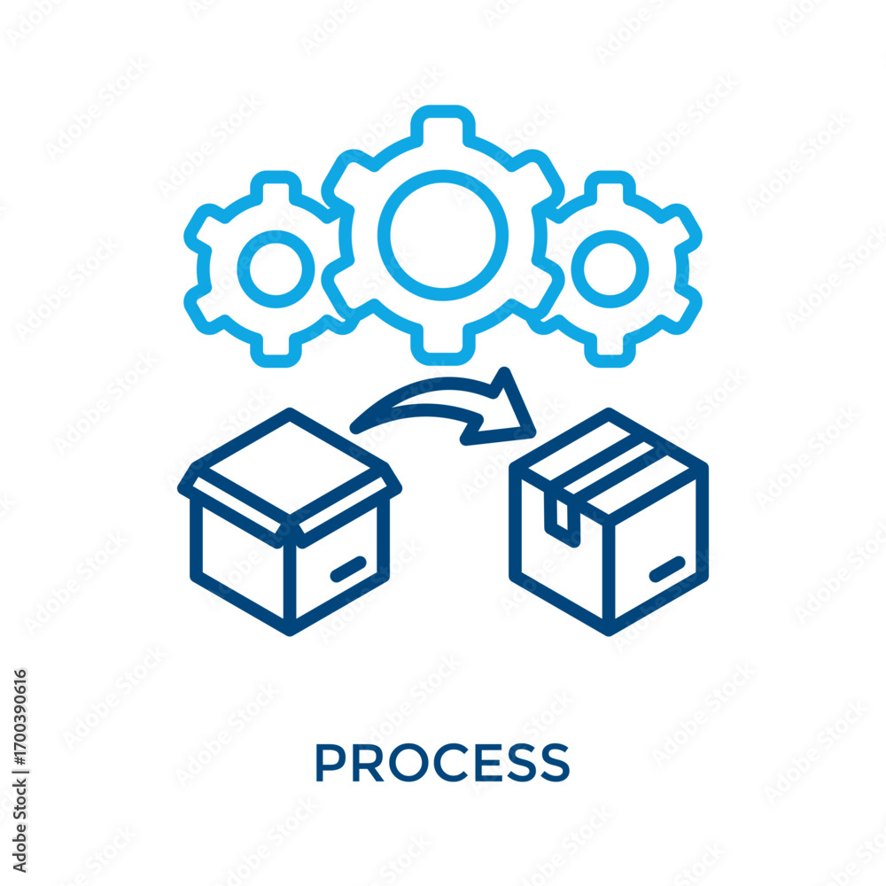 Process Icon Outline Color Style. Vector Illustration For Graphic Design