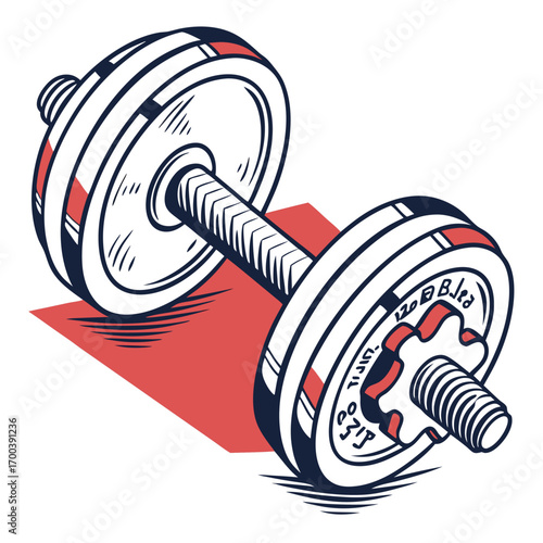 Dumbbell and barbell gym equipment isolated on a white background for weightlifting and bodybuilding exercise