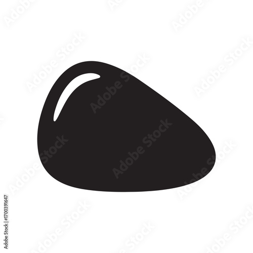 Glossy Black Abstract Organic Shape with Highlight on White Background