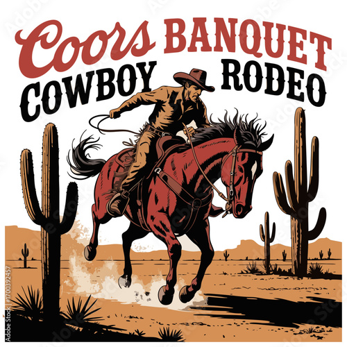 Cooss Banquet Cowboy Rodeo A Western illustration T-shirt Design
