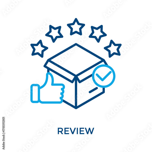 Review Icon Outline Color Style. Vector Illustration For Graphic Design