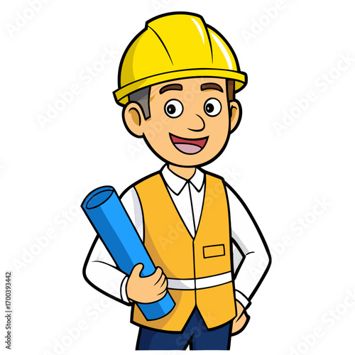 cartoon engineer wearing yellow dress