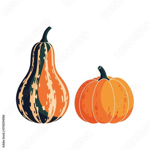 Two autumn gourds harvest vegetables celebration