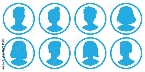 Simple Gray Avatar Icons Representing Male And Female Profiles.