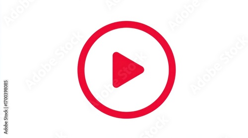 Free Download Red Play Button Icon: A simple and modern red play button icon set against a clean backdrop, perfect for representing media player controls or initiating content playback.  - GFXLoad