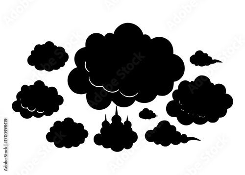 Black cloud vector silhouette elements design