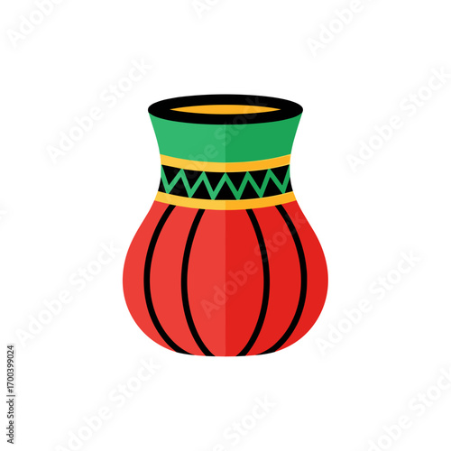 African clay pot isolated on transparent background