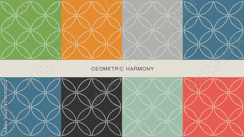 Vector art of geometric harmony pattern in various color palettes