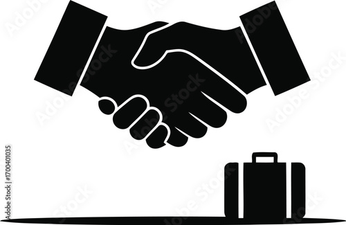 Business partnership agreement handshake symbol with briefcase icon representing deal success transparent background