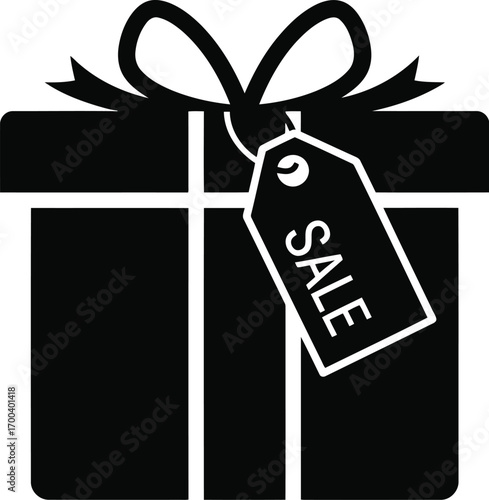 Gift box with sale tag symbol for retail and promotional events transparent background