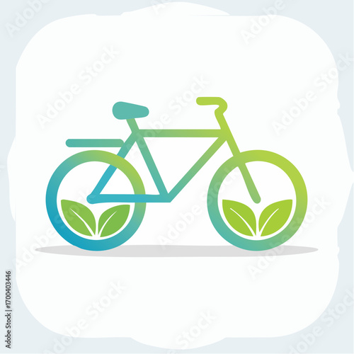 Eco-Friendly Bicycle Illustration with Leaf Embellishments Symbolizing Sustainability and Nature