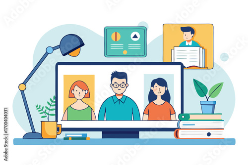 Online Video Conference Vector Illustration