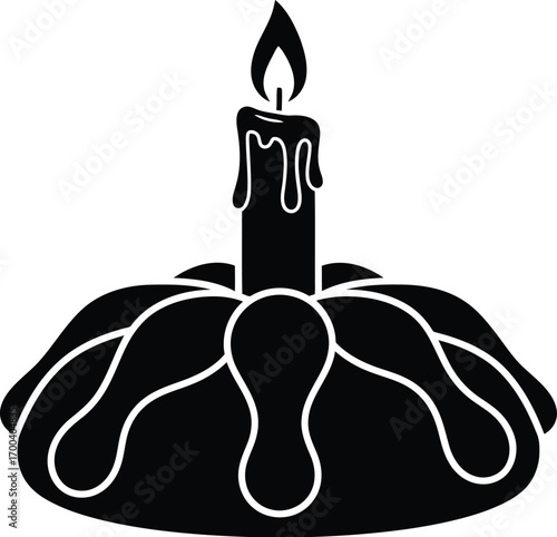 Day of the dead bread candle silhouette traditional celebration icon for dia de los muertos transparent background