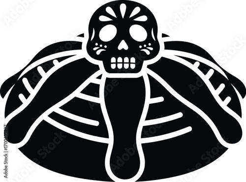 Mysterious skull crown emblem with bone accents and tribal design elements transparent background