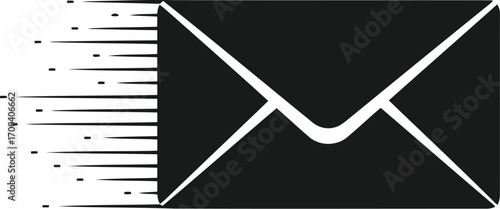 Fast mail delivery icon sending message digital communication envelope speed motion graphic transparent background