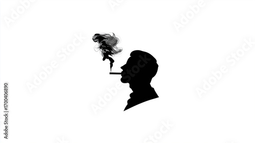 Man Smoking Silhouette for Lifestyle, Portrait and Vintage Themes