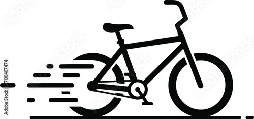 Dynamic bmx bike silhouette in motion speeding forward with motion trails graphic transparent background