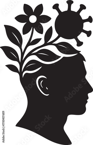Mental health concept: Growth and virus within the mind