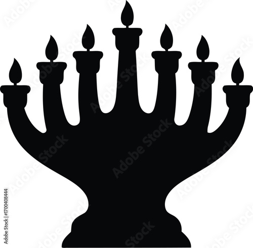 Silhouette of a menorah with seven burning candles symbolizing hanukkah and jewish heritage transparent background