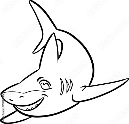 cartoon colored vector illustration of a shark for coloring pages
