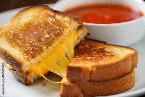 Delicious grilled cheese sandwich with creamy tomato soup a comfort food classic