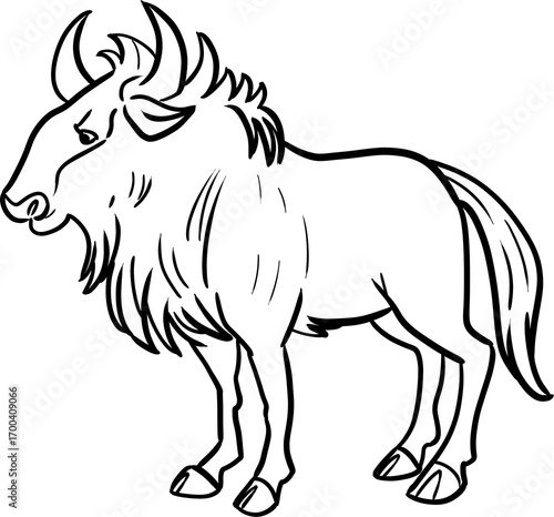 art line vector illustration of a Bison for coloring book