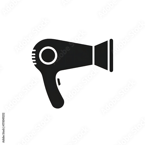Black hair dryer icon isolated on white background for beauty and style