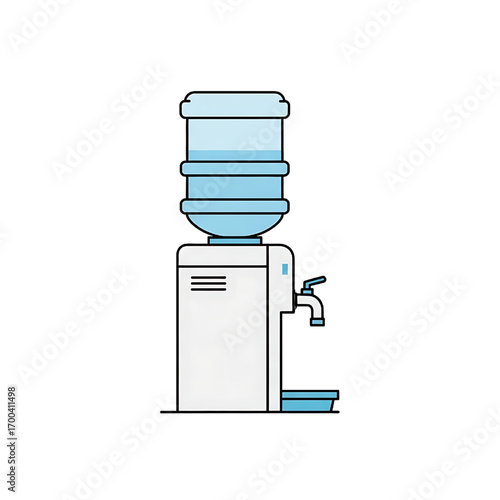 Water cooler dispenser illustration, office hydration, fresh drinking water, health concept