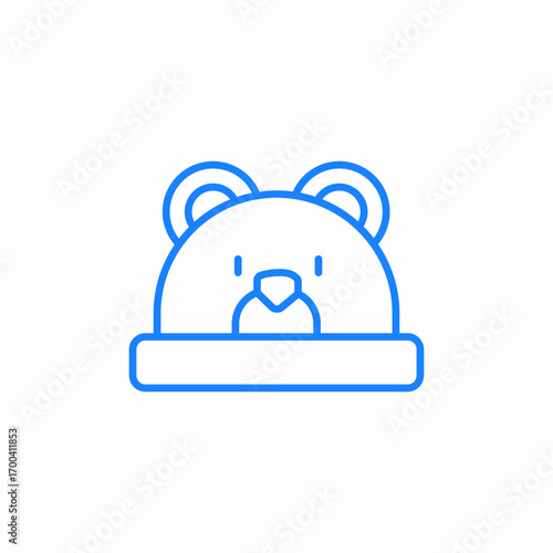 bear cub face peeking out from under a blanket or coverlet icon sign vector