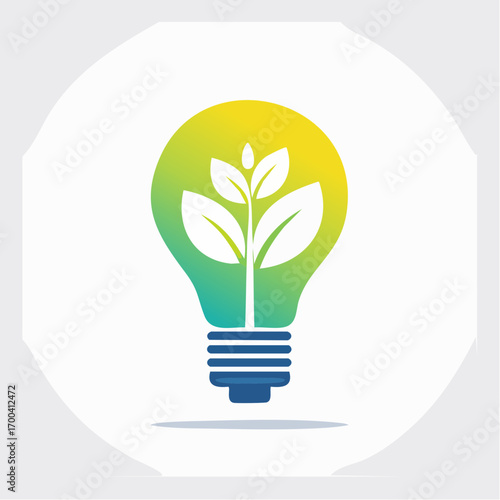 Innovative eco-friendly concept merging foliage with a lightbulb: Sustainable design