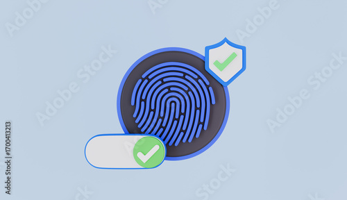 Identity cyber secure, Biometric access control, Fingerprint scanning, Digital security authentication concept