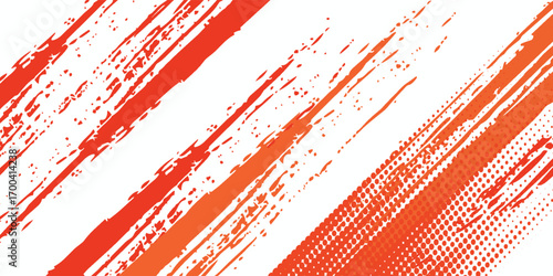 Abstract Sports Background with Orange and Red Gradient Brushstrokes and Halftone Effect sport pop art Grunge background