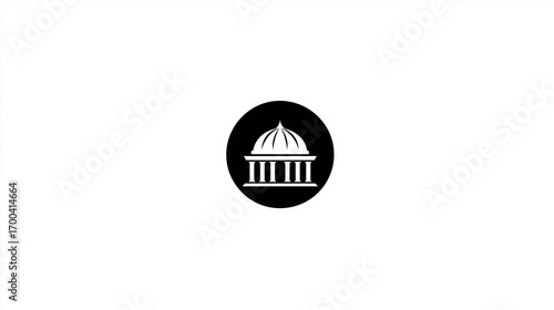 Circular Building Icon for Architecture, Government and Historic Themes