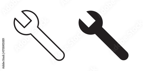 Wrench icon. Vector illustration with stroke and fill on a white background.