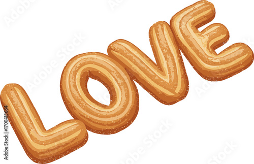 LOVE Churro Letter Shape – Vector Illustration