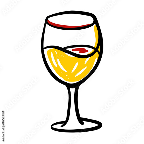 Abstract illustration of a yellow face with red accents on a black background