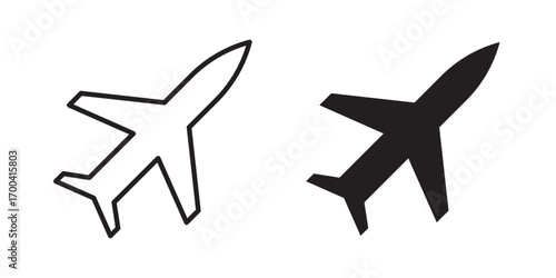 Airplane icon. Vector illustration with stroke and fill on a white background.