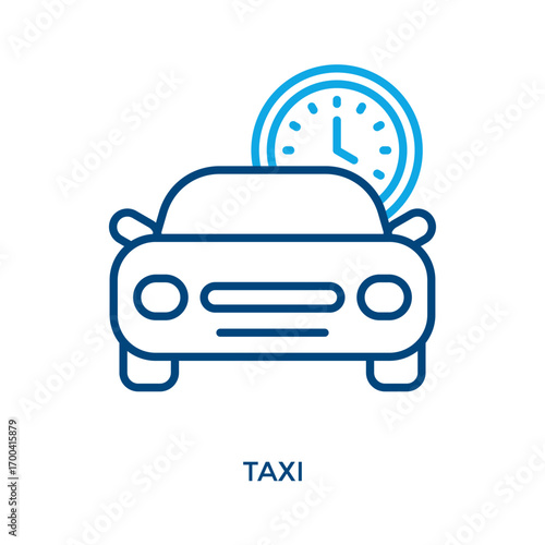Taxi Icon Outline Color Style. Vector Illustration For Graphic Design