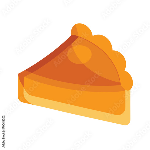 Slice of pumpkin pie with fluted crust dessert food