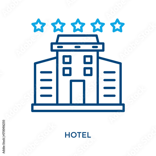 Hotel Icon Outline Color Style. Vector Illustration For Graphic Design