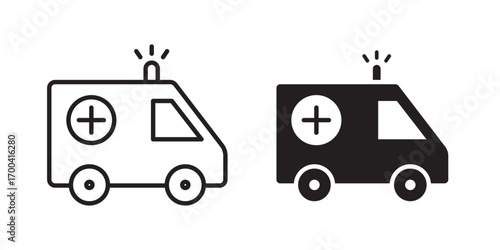 Ambulance icon. simple emergency medical service vehicle flat design. for app UI UX web button interface pictogram elements. 