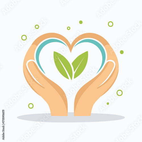 Symbolic representation of nurturing nature and environmental preservation through hand gestures